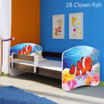 Slika Dječji krevet ACMA s motivom, bočna wenge 140x70 cm - 28 Clown Fish