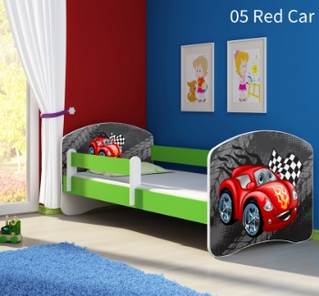 Slika Dječji krevet ACMA s motivom, bočna zelena 140x70 cm - 05 Red Car