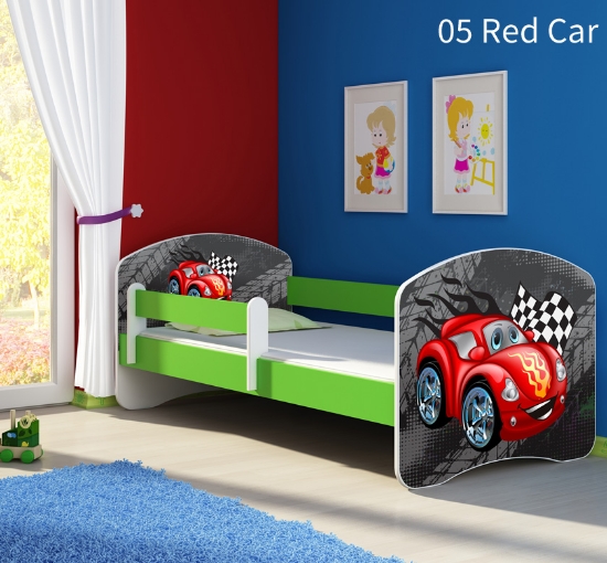 Slika Dječji krevet ACMA s motivom, bočna zelena 140x70 cm - 05 Red Car