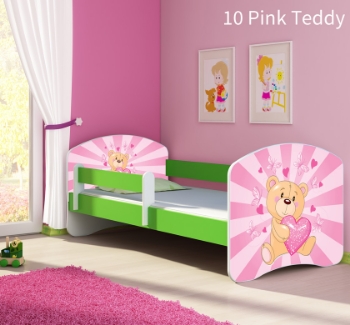 Slika Dječji krevet ACMA s motivom, bočna zelena 140x70 cm - 10 Pink Teddy Bear