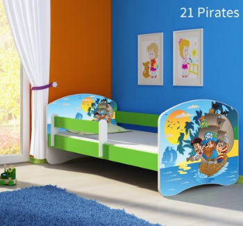 Slika Dječji krevet ACMA s motivom, bočna zelena 140x70 cm 21-pirates
