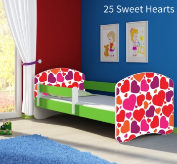 Slika Dječji krevet ACMA s motivom, bočna zelena 140x70 cm 25-sweet-hearts