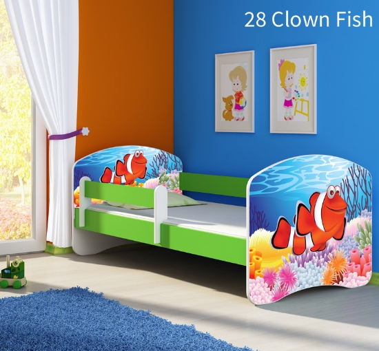Slika Dječji krevet ACMA s motivom, bočna zelena 140x70 cm 28-clown-fish