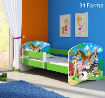 Slika Dječji krevet ACMA s motivom, bočna zelena 140x70 cm 34-farm