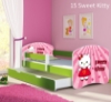 Slika Dječji krevet ACMA s motivom, bočna zelena + ladica 140x70 cm - 15 Sweet Kitty