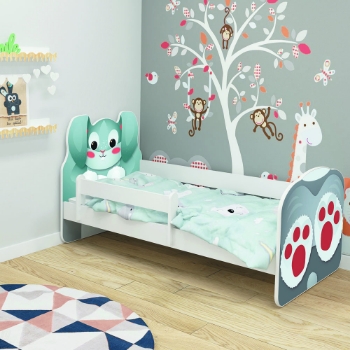 Slika Dječji krevet ACMA Animals, bočna bijela 140x70 cm - 01 Zeko