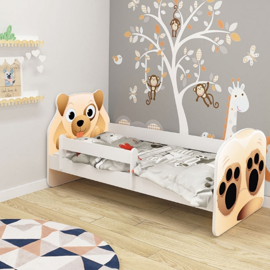 Slika Dječji krevet ACMA Animals, bočna bijela 140x70 cm - 04 Pas