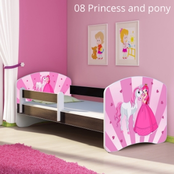 Slika Dječji krevet ACMA s motivom, bočna wenge 160x80 cm - 08 Princess with Pony