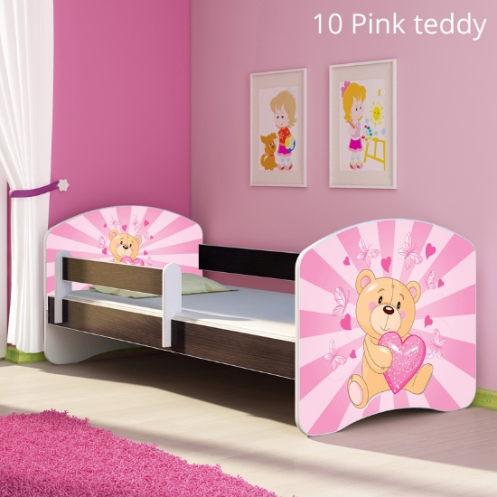 Slika Dječji krevet ACMA s motivom, bočna wenge 160x80 cm - 10 Pink Teddy Bear