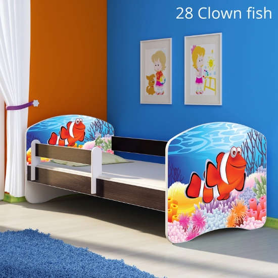 Slika Dječji krevet ACMA s motivom, bočna wenge 160x80 cm 28-clown-fish