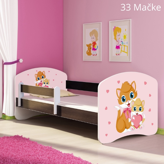 Slika Dječji krevet ACMA s motivom, bočna wenge 160x80 cm 33-cats