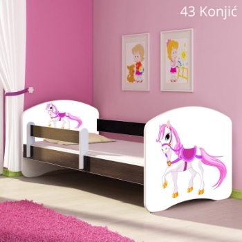 Slika Dječji krevet ACMA s motivom, bočna wenge 160x80 cm 43-konjic