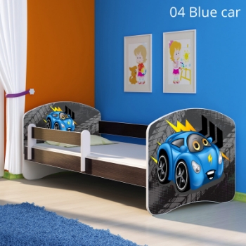Slika Dječji krevet ACMA s motivom, bočna wenge 180x80 cm - 04 Blue Car