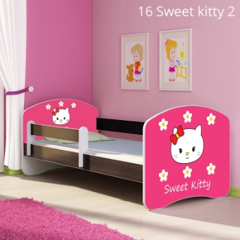 Slika Dječji krevet ACMA s motivom, bočna wenge 180x80 cm - 16 Sweet Kitty 2