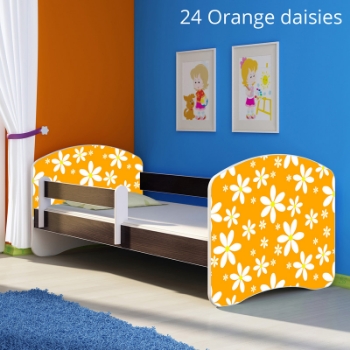 Slika Dječji krevet ACMA s motivom, bočna wenge 180x80 cm 24-orange-daisy