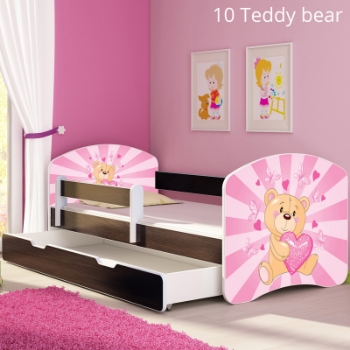 Slika Dječji krevet ACMA s motivom, bočna wenge + ladica 180x80 cm - 10 Pink Teddy Bear