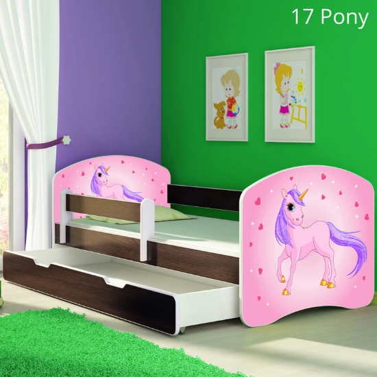 Slika Dječji krevet ACMA s motivom, bočna wenge + ladica 180x80 cm - 17 Pony