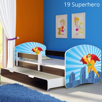 Slika Dječji krevet ACMA s motivom, bočna wenge + ladica 180x80 cm - 19 Superhero