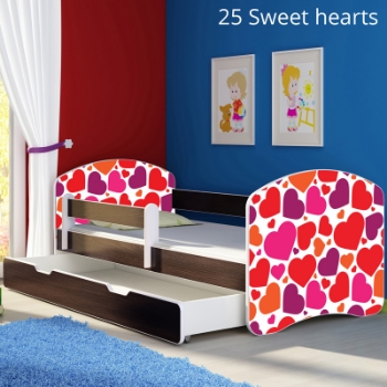 Slika Dječji krevet ACMA s motivom, bočna wenge + ladica 180x80 cm - 25 Sweet hearts
