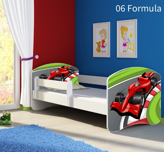 Slika Dječji krevet ACMA s motivom, bočna bijela 140x70 cm - 06 Formula 1