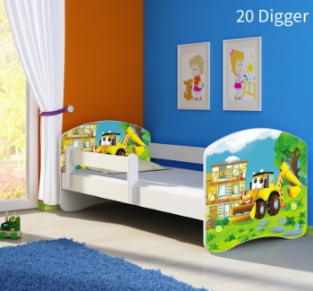 Slika Dječji krevet ACMA s motivom, bočna bijela 140x70 cm - 20 Digger