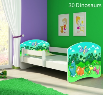 Slika Dječji krevet ACMA s motivom, bočna bijela 140x70 cm - 30 Dinosaurs