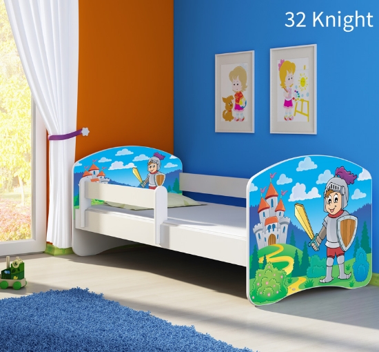 Slika Dječji krevet ACMA s motivom, bočna bijela 140x70 cm - 32 Knight