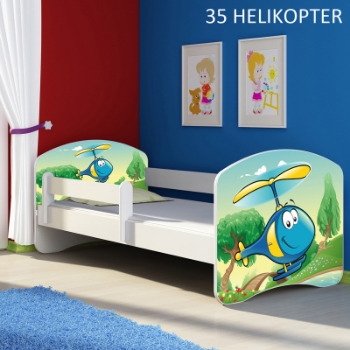 Slika Dječji krevet ACMA s motivom, bočna bijela 140x70 cm - 35 Helikopter