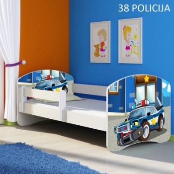 Slika Dječji krevet ACMA s motivom, bočna bijela 140x70 cm - 38 Policija