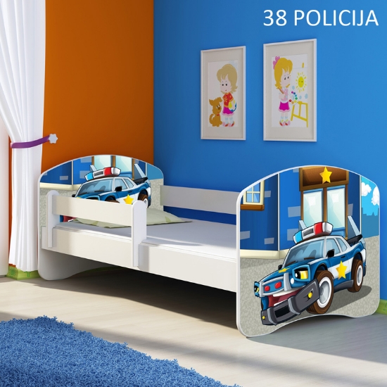Slika Dječji krevet ACMA s motivom, bočna bijela 140x70 cm - 38 Policija