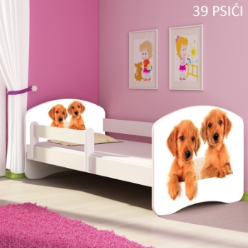 Slika Dječji krevet ACMA s motivom, bočna bijela 140x70 cm - 39 Psići