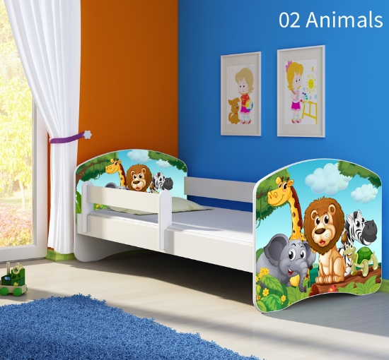Slika Dječji krevet ACMA s motivom, bočna bijela 160x80 cm - 02 Animals