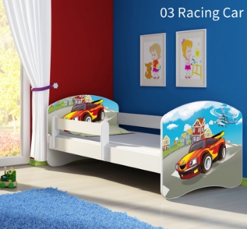 Slika Dječji krevet ACMA s motivom, bočna bijela 160x80 cm - 03 Racing Car
