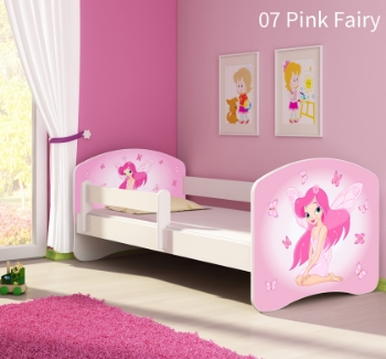 Slika Dječji krevet ACMA s motivom, bočna bijela 160x80 cm - 07 Pink Fairy 