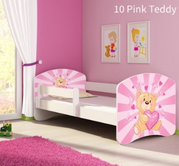 Slika Dječji krevet ACMA s motivom, bočna bijela 160x80 cm - 10 Pink Teddy Bear