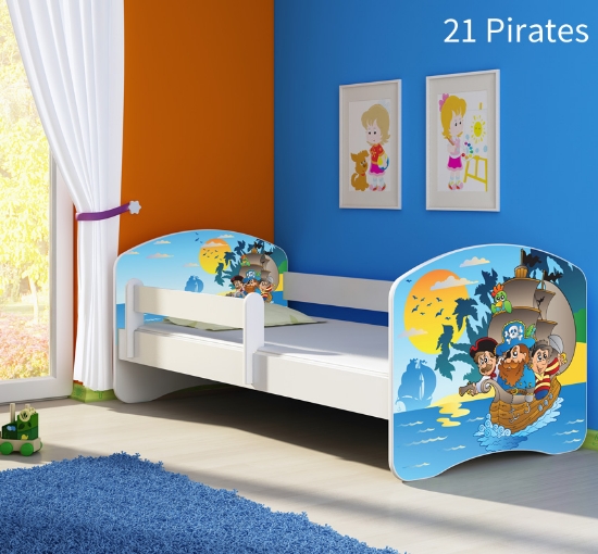 Slika Dječji krevet ACMA s motivom, bočna bijela 180x80 cm - 21 Pirates