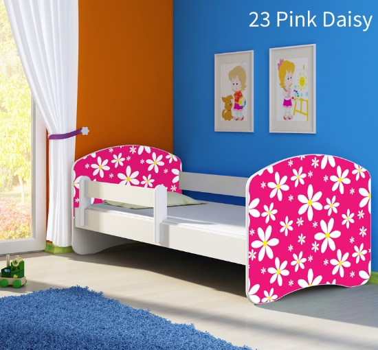 Slika Dječji krevet ACMA s motivom, bočna bijela 180x80 cm - 23 Pink Daisy