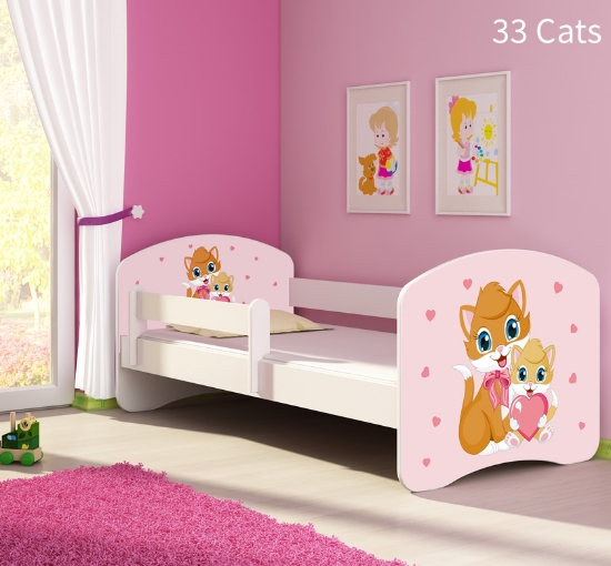 Slika Dječji krevet ACMA s motivom, bočna bijela 180x80 cm - 33 Cats