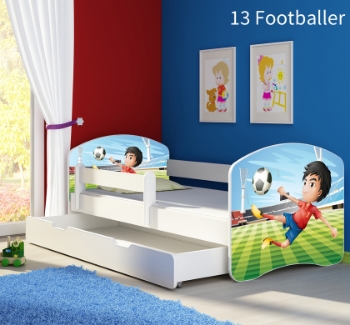 Slika Dječji krevet ACMA s motivom, bočna bijela + ladica 160x80 cm - 13 Footballer