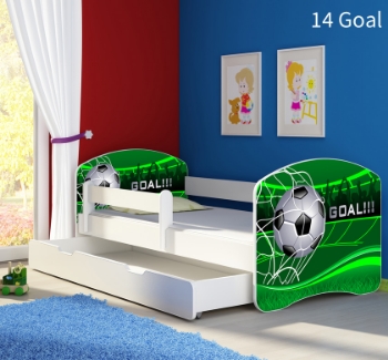 Slika Dječji krevet ACMA s motivom, bočna bijela + ladica 160x80 cm - 14 Goal