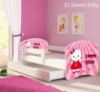 Slika Dječji krevet ACMA s motivom, bočna bijela + ladica 160x80 cm - 15 Sweet Kitty
