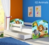 Slika Dječji krevet ACMA s motivom, bočna bijela + ladica 180x80 cm - 02 Animals
