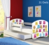Slika Dječji krevet ACMA s motivom, bočna bijela + ladica 180x80 cm 31-owls