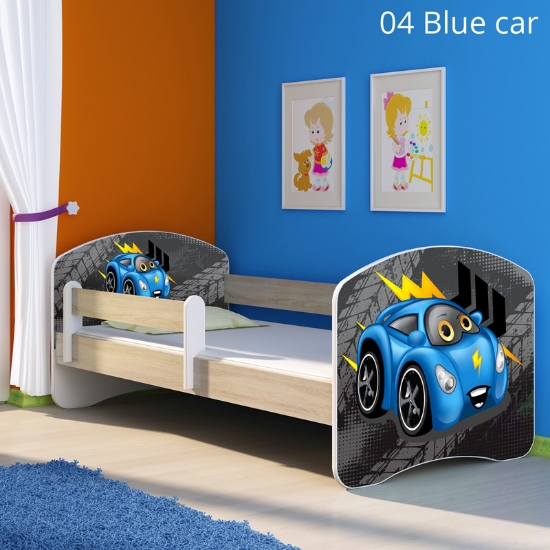 Slika Dječji krevet ACMA s motivom, bočna sonoma 160x80 cm - 04 Blue Car