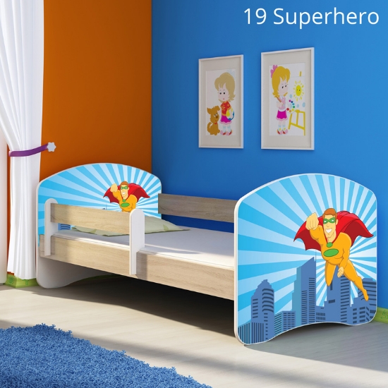 Slika Dječji krevet ACMA s motivom, bočna sonoma 160x80 cm - 19 Superhero