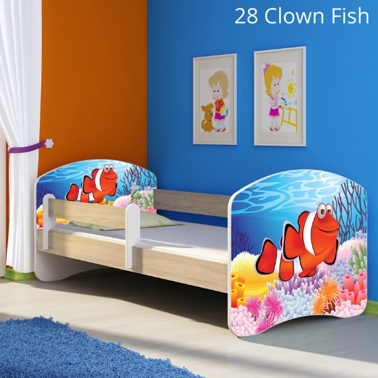 Slika Dječji krevet ACMA s motivom, bočna sonoma 160x80 cm - 28 Clown Fish