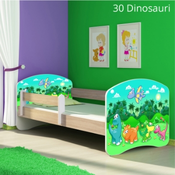 Slika Dječji krevet ACMA s motivom, bočna sonoma 160x80 cm - 30 Dinosaurs