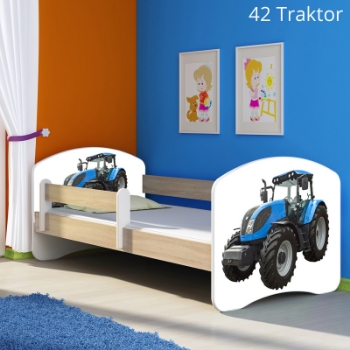 Slika Dječji krevet ACMA s motivom, bočna sonoma 160x80 cm - 42 Traktor