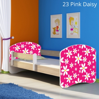 Slika Dječji krevet ACMA s motivom, bočna sonoma 180x80 cm 23-pink-daisy