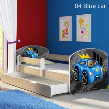 Slika Dječji krevet ACMA s motivom, bočna sonoma + ladica 180x80 cm - 04 Blue Car